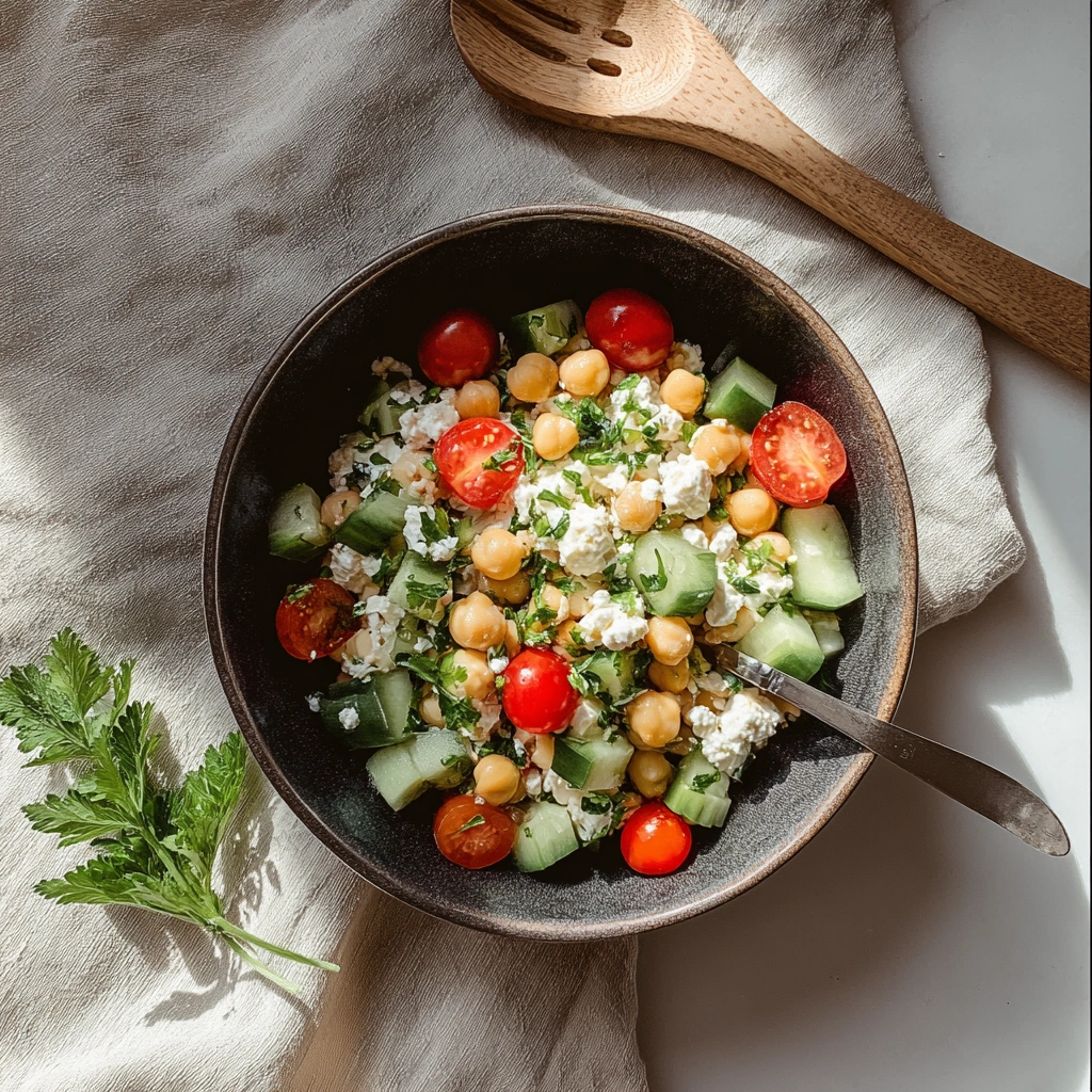 Fresh Cottage Cheese & Chickpeas Salad Recipe - Image 1