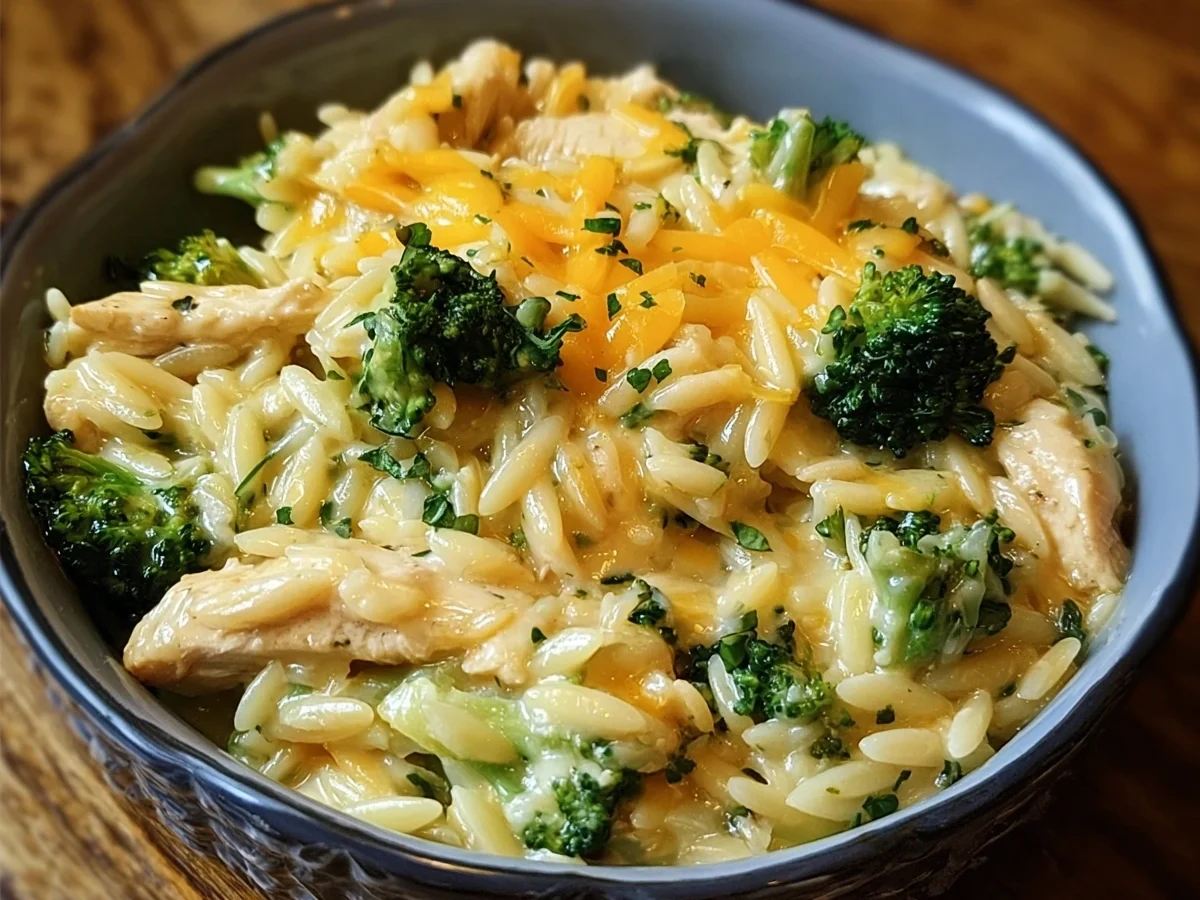 Cheesy Chicken Broccoli Orzo One-Pan Creamy Dinner - Image 1
