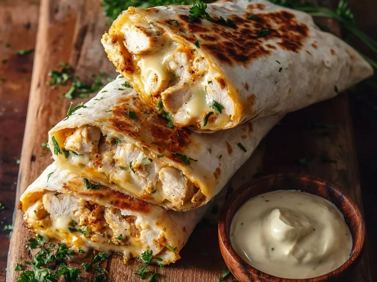 Cheesy Garlic Chicken Wraps: Fast & Flavorful - Image 1