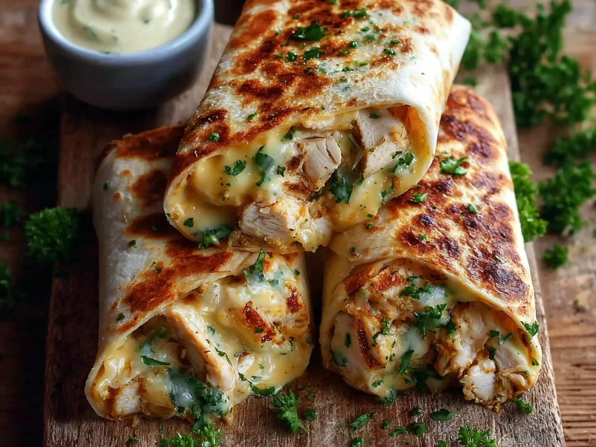 Cheesy Garlic Chicken Wraps: Fast & Flavorful - Image 2