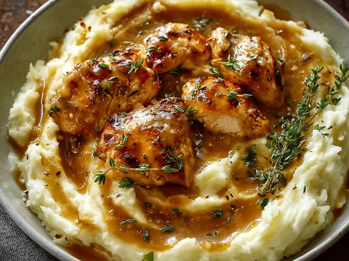 Chicken & Garlic Gravy with Cheesy Mashed Potatoes - Image 2
