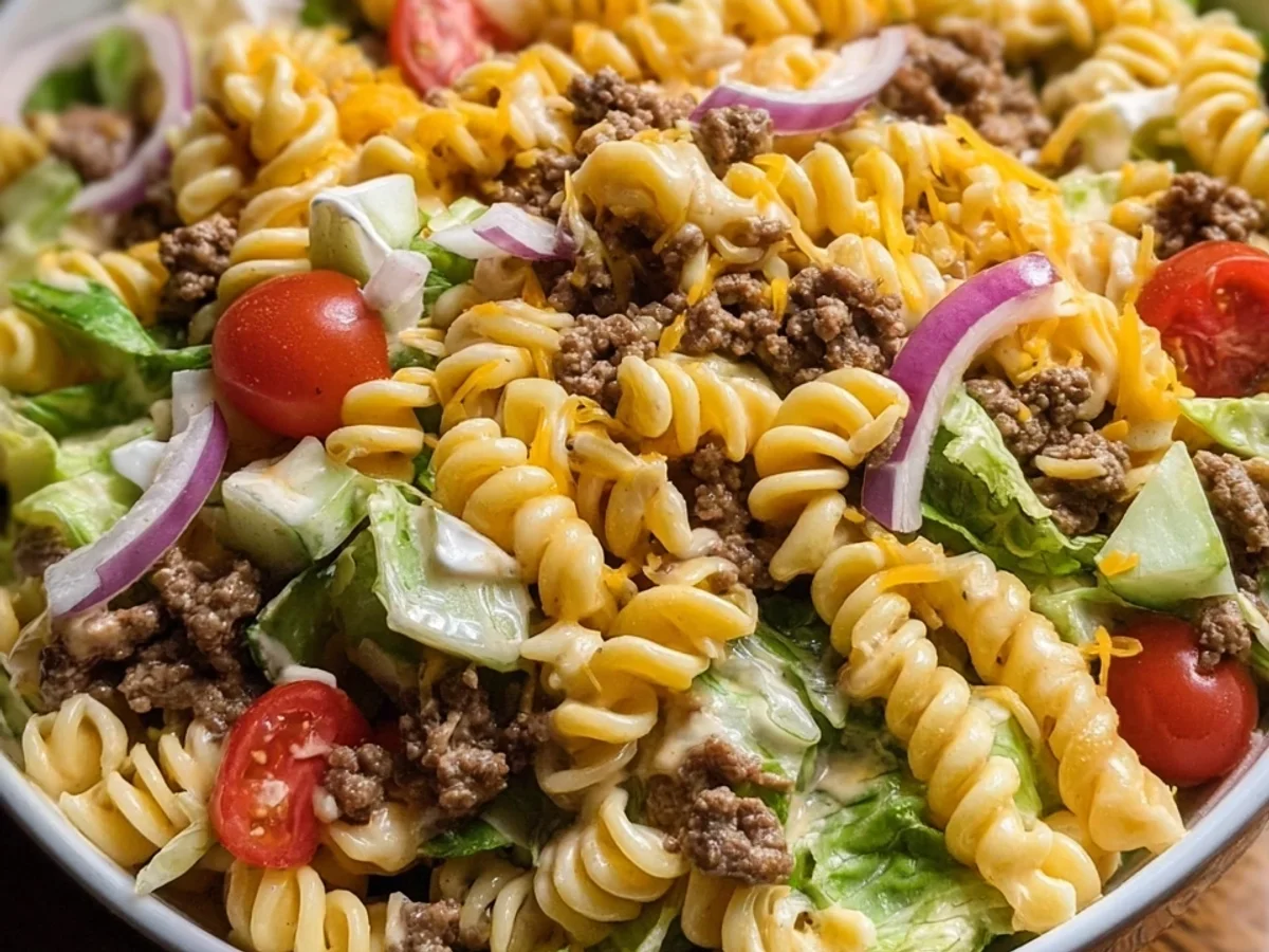 Classic Big Mac Pasta Salad: Ground Beef & Creamy - Image 2