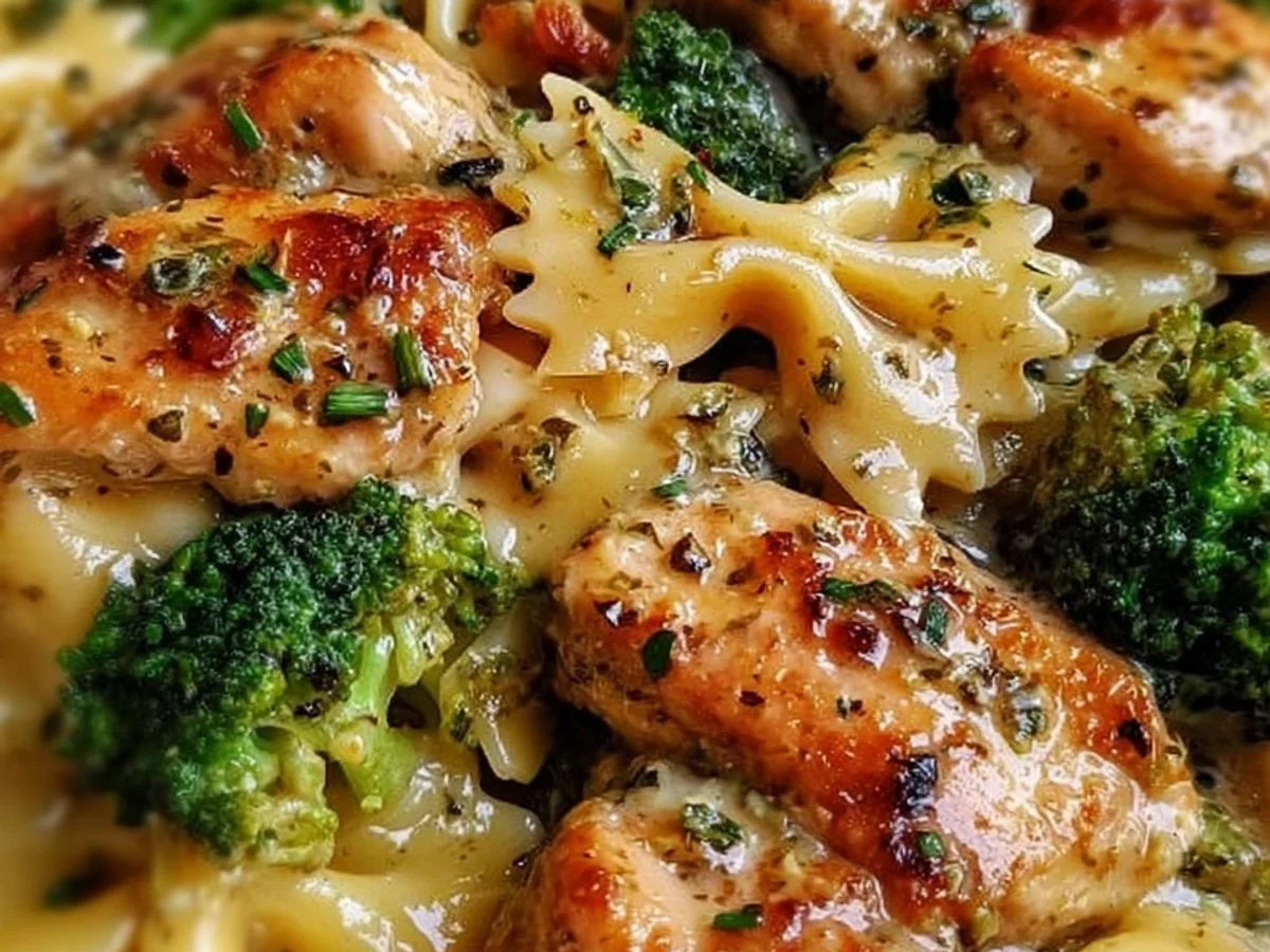 Cowboy Butter Lemon Chicken Bowtie Pasta with Broccoli - Image 1