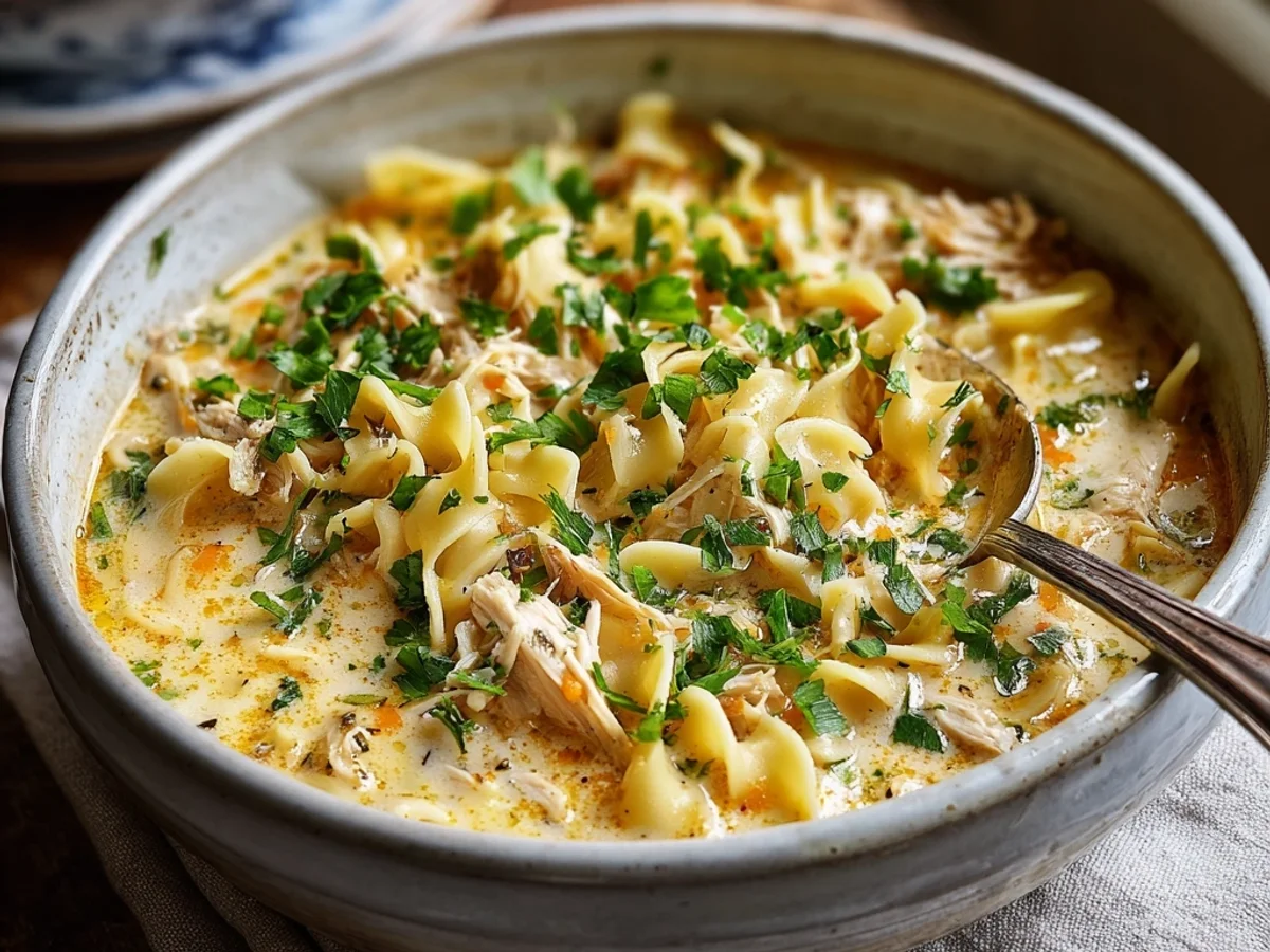 Creamy Crack Chicken Noodle Soup: A Rich Comfort Bowl - Image 1
