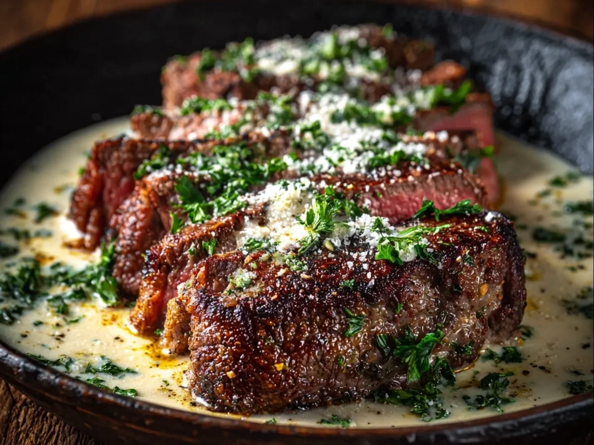 Creamy Garlic Butter Steak with Parmesan Cream Sauce - Image 1