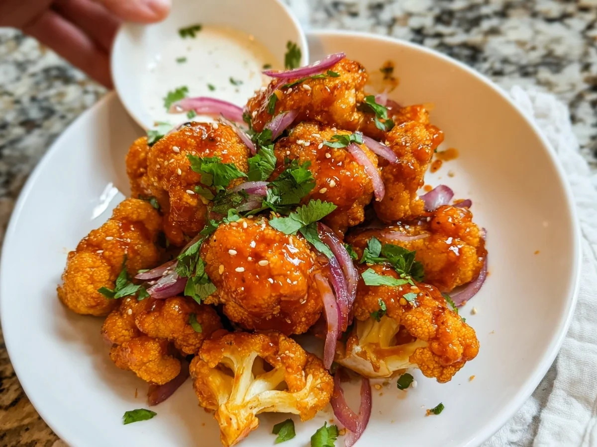 Crispy Air Fryer Cauliflower Wings with Honey Sriracha - Image 1