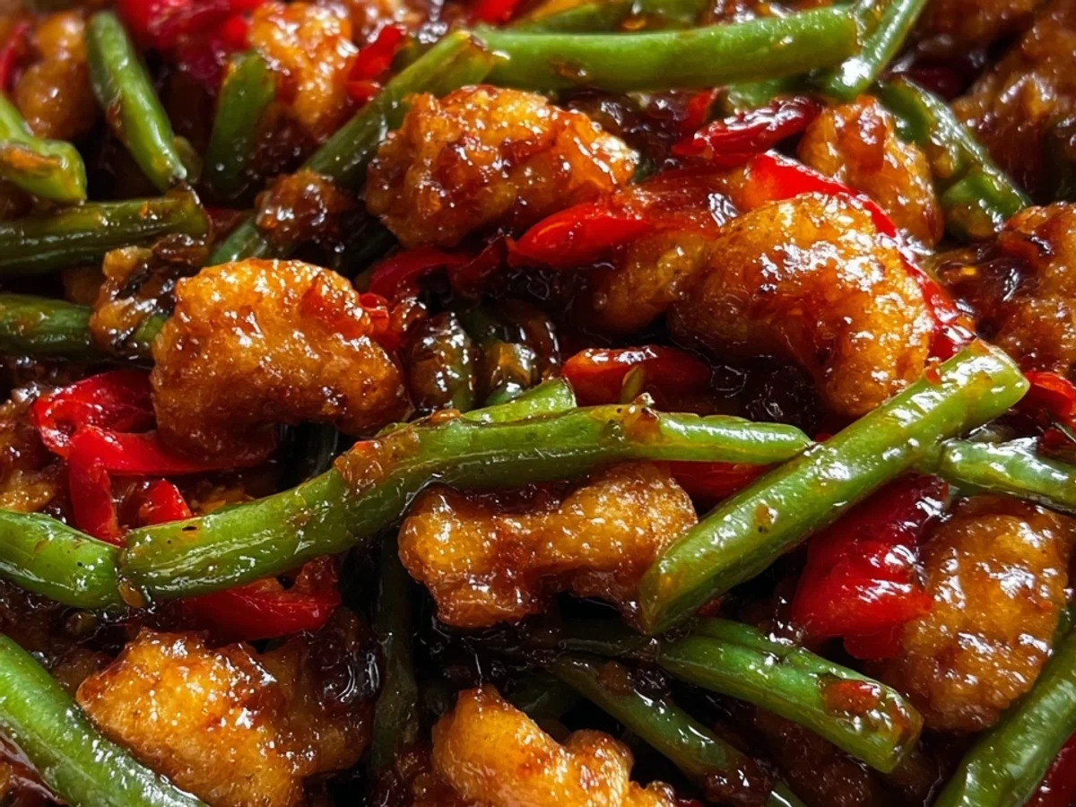 Crispy Sweet Chili Chicken Stir Fry with Green Beans - Image 1