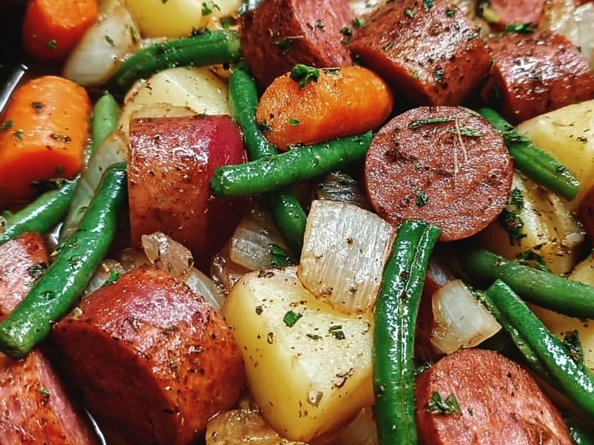 Crockpot Beef Kielbasa & Green Beans Dinner - Image 1