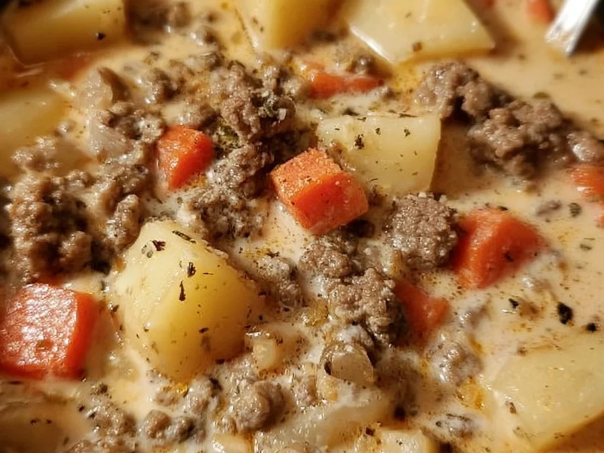 Crockpot Creamy Potato Hamburger Soup - Image 1