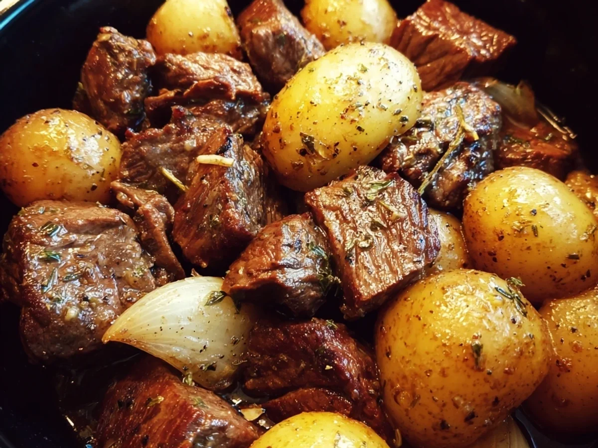 Crockpot Garlic Butter Beef Bites with Potatoes - Image 2