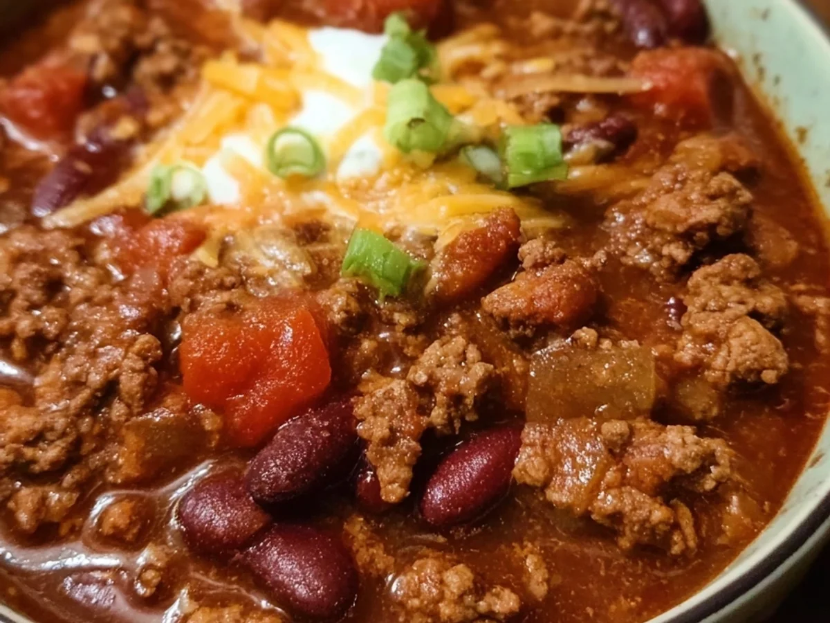 Easy Crockpot Ground Beef Chili with Beans - Image 1
