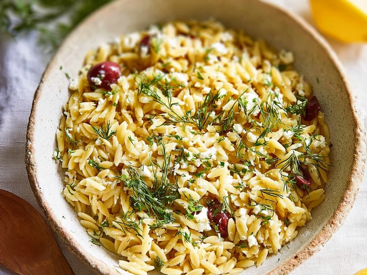Flavorful Greek Orzo Pasta Recipe: A Tangy Weeknight Delight - Image 1