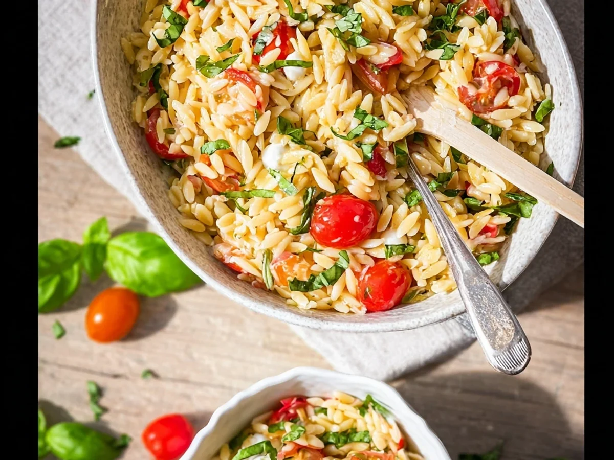 Fresh Bruschetta Orzo Pasta Salad: Sunny Side Dish - Image 1