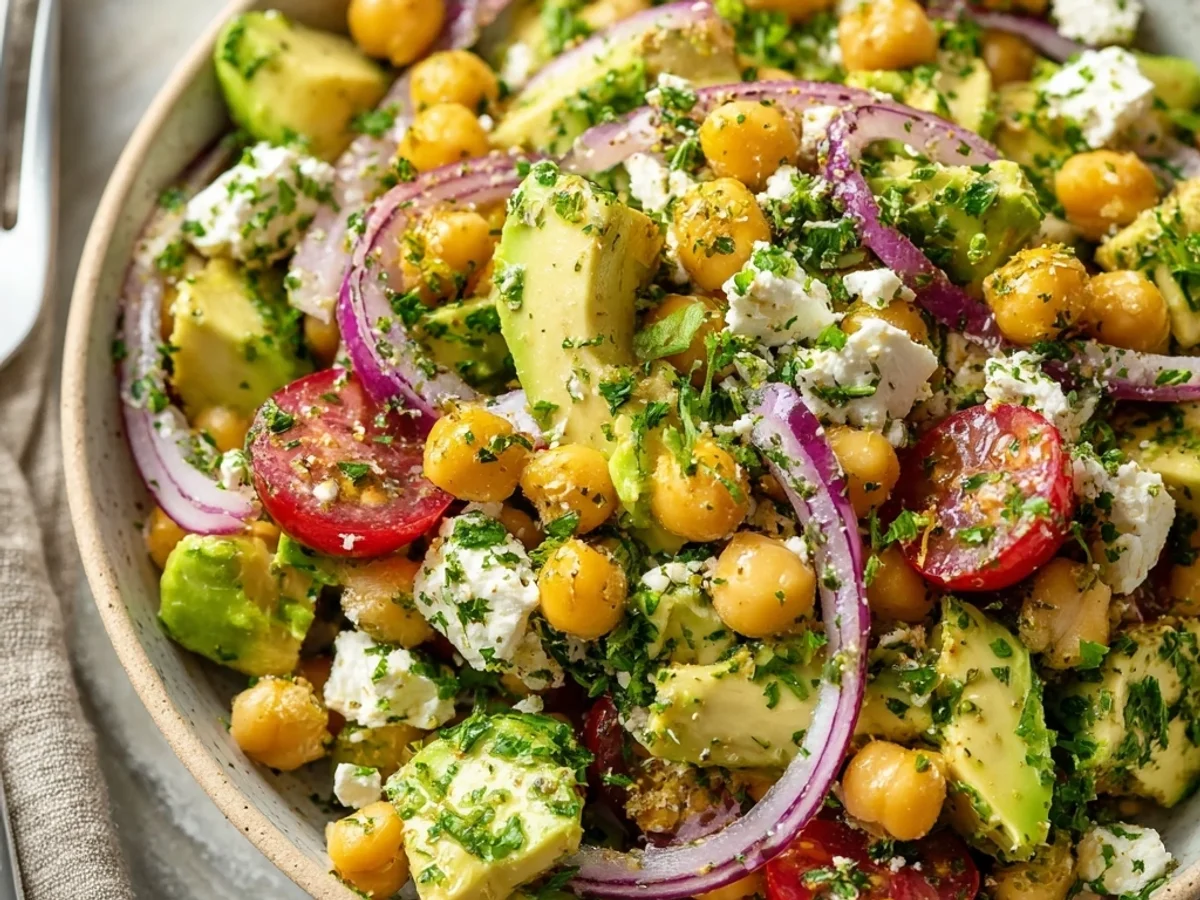 Fresh Chickpea Feta Avocado Salad: Tangy & Creamy - Image 1