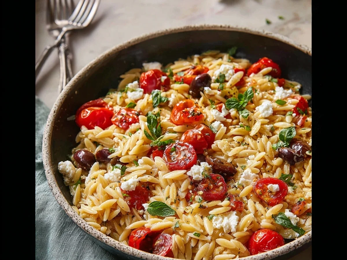Fresh Orzo with Tomatoes and Feta: A Speedy Weeknight Dish - Image 1