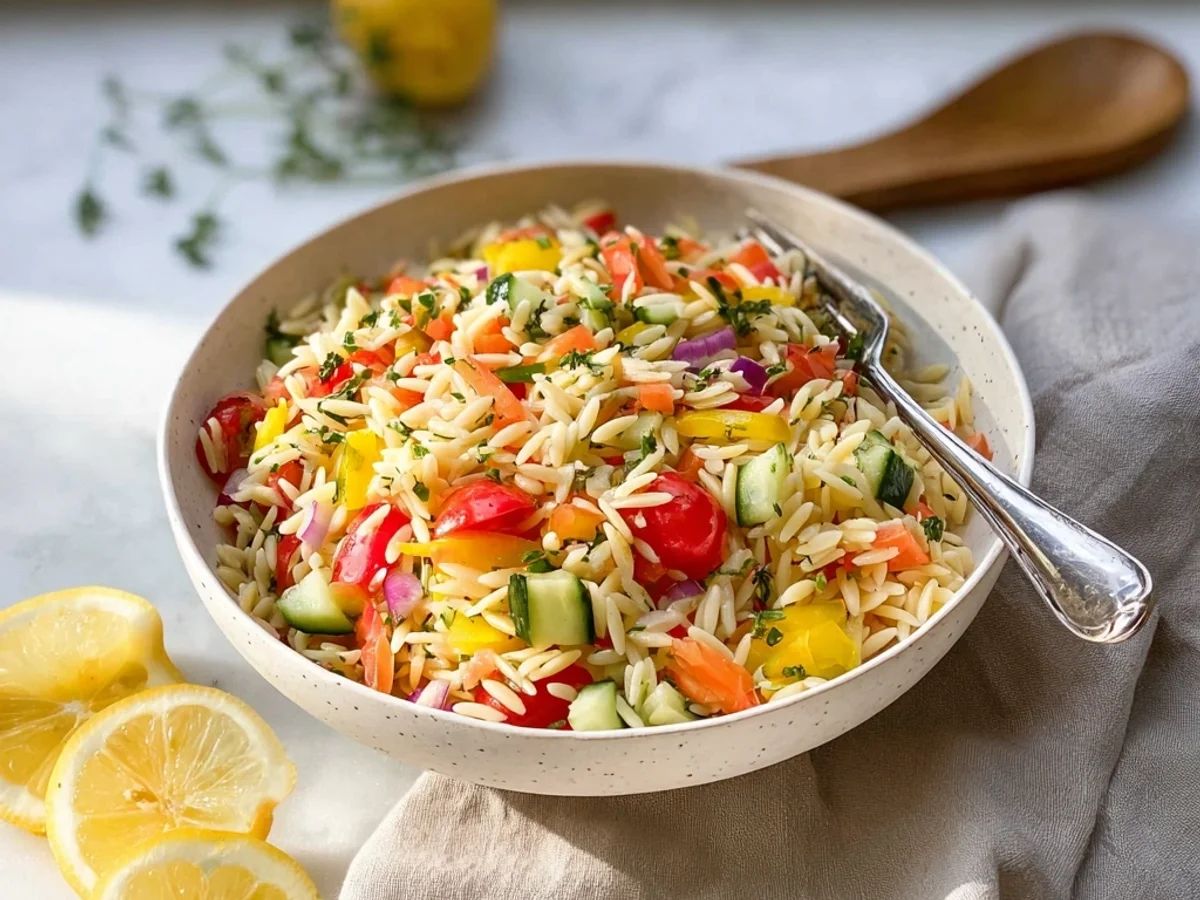 Fresh Rainbow Orzo Salad: A Zesty Summer Bowl - Image 2