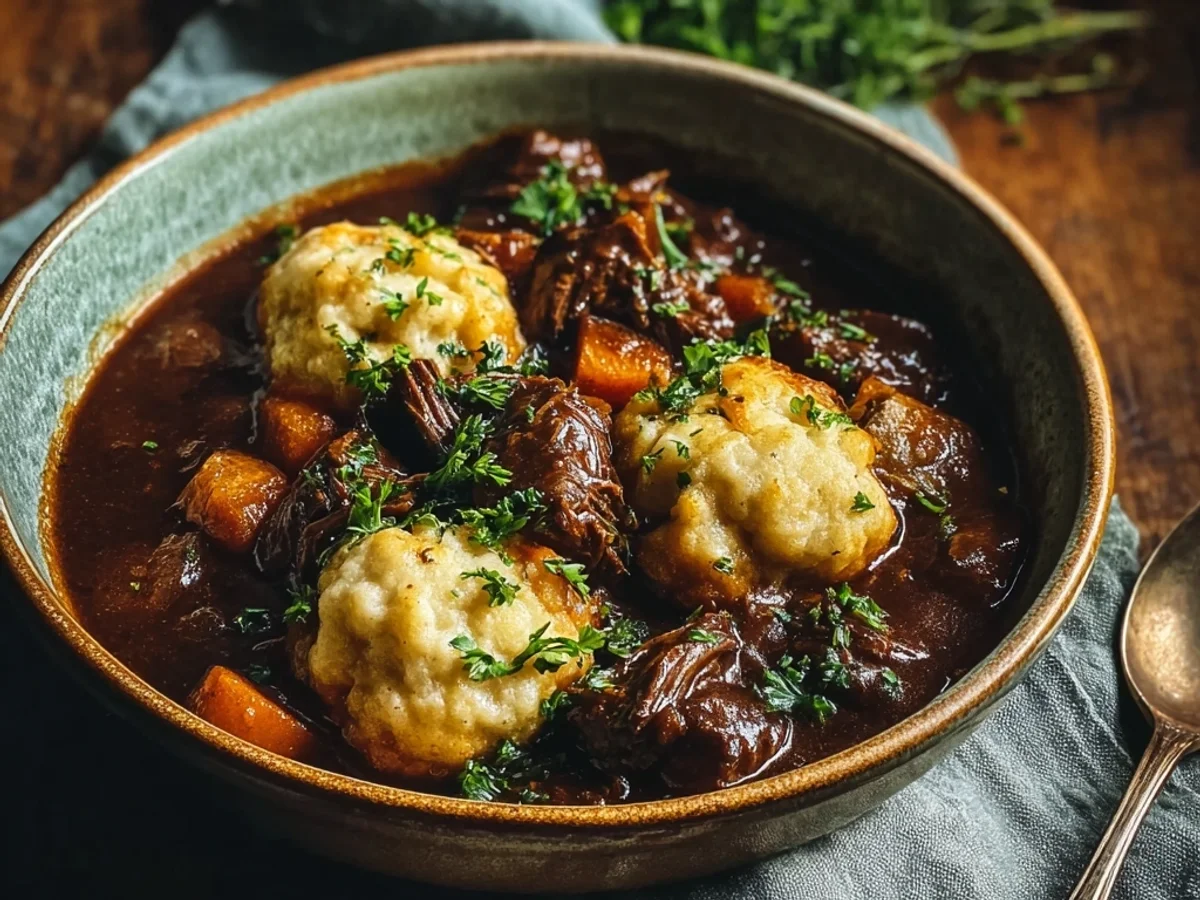 Hearty Beef Stew & Fluffy Dumplings Recipe - Image 1