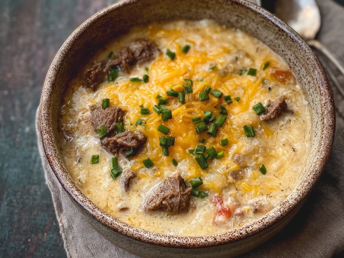Hearty Cheesy Beef Soup: A Warm & Filling Dinner - Image 1