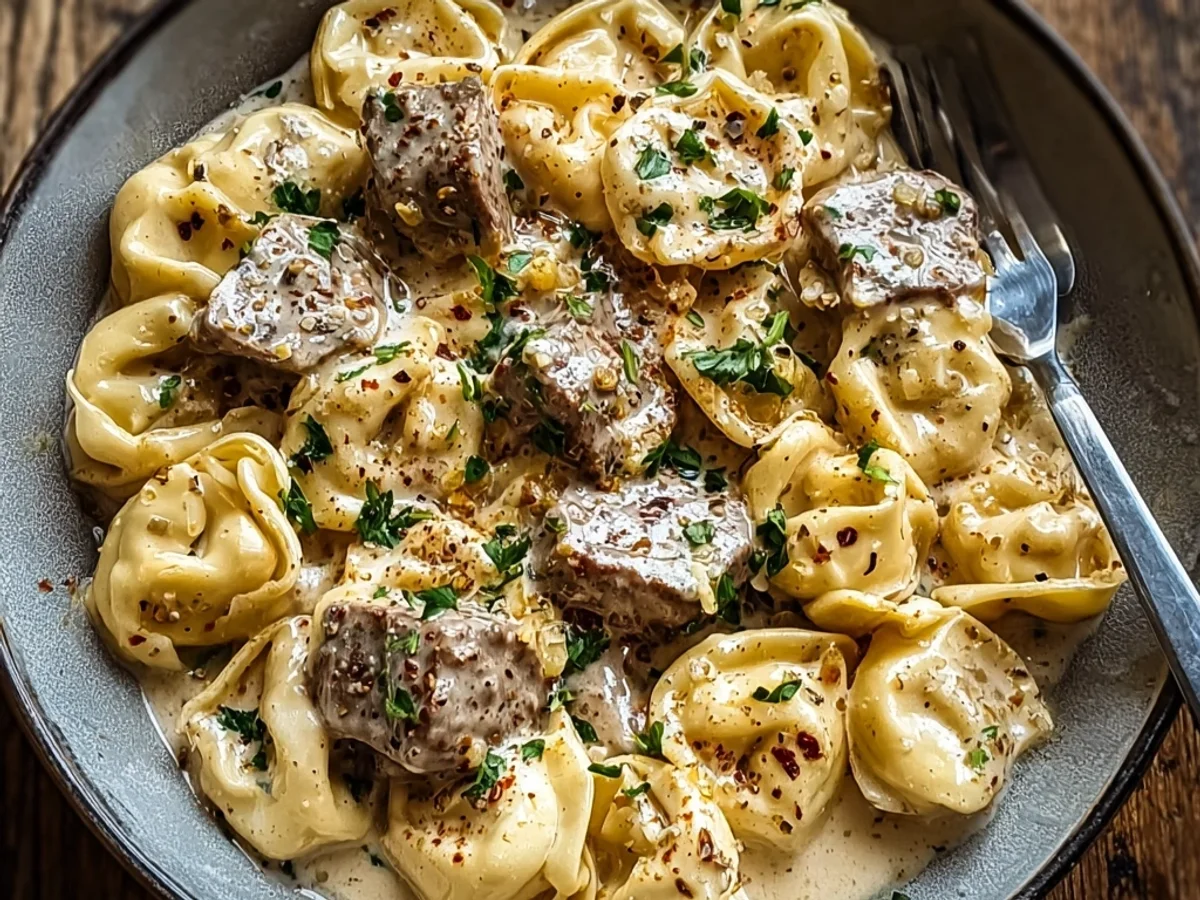 Hearty Cracked Garlic Steak Tortellini Dinner - Image 2