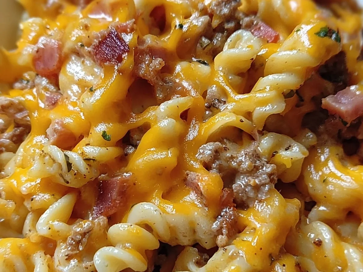 Hearty Loaded Turkey Ham Cheeseburger Pasta Skillet - Image 2