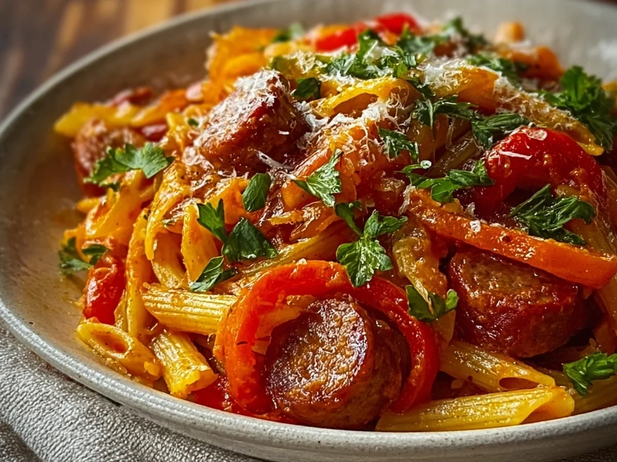 Hearty Sweet Pepper Beef Sausage Pasta Delight - Image 2