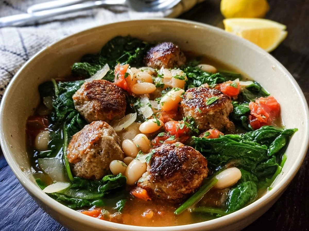 Hearty Tuscan White Bean Soup with Meatballs - Image 1