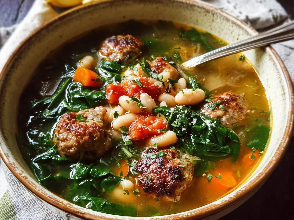 Hearty Tuscan White Bean Soup with Meatballs - Image 2