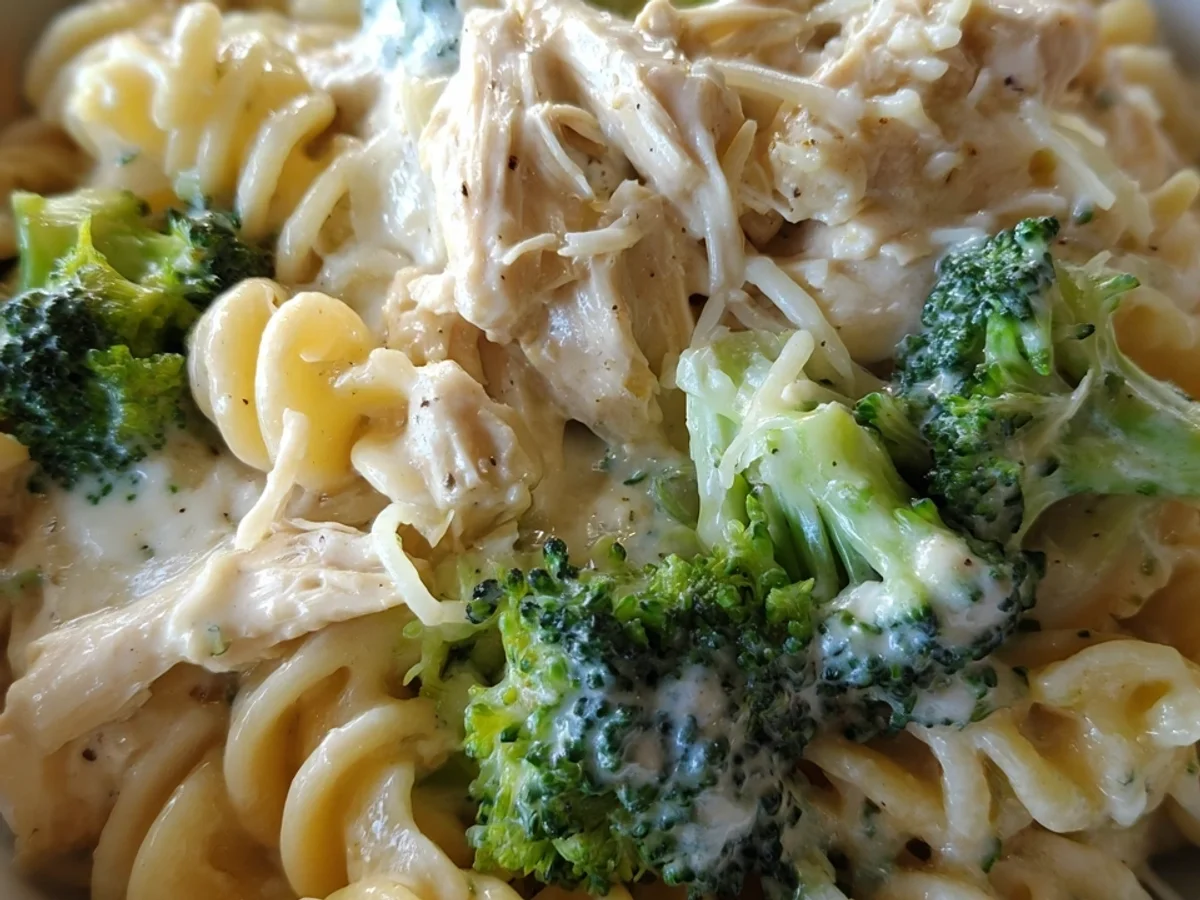 High Protein Creamy Rotisserie Chicken Broccoli Pasta - Image 2