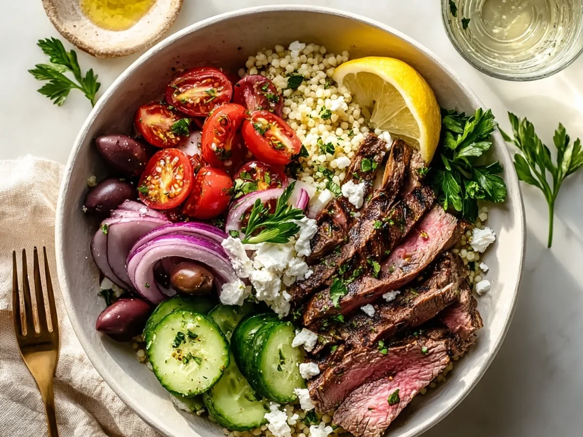 Mediterranean Steak Bowl Recipe: Zesty Weeknight Delight - Image 1