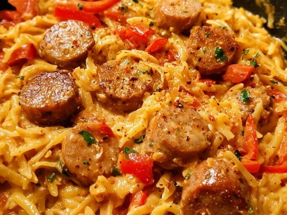 One Pot Creamy Cajun Turkey Sausage Pasta - Image 1