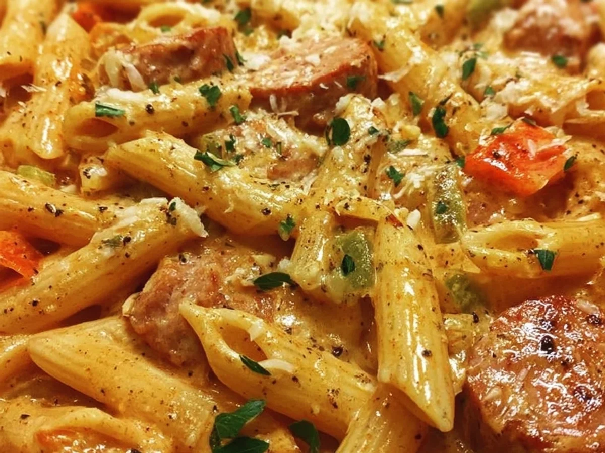 One-Pot Creamy Spicy Cajun Turkey Sausage Pasta - Image 2
