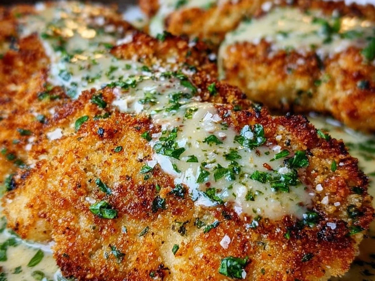 Parmesan Crusted Chicken with Creamy Garlic Sauce - Image 1