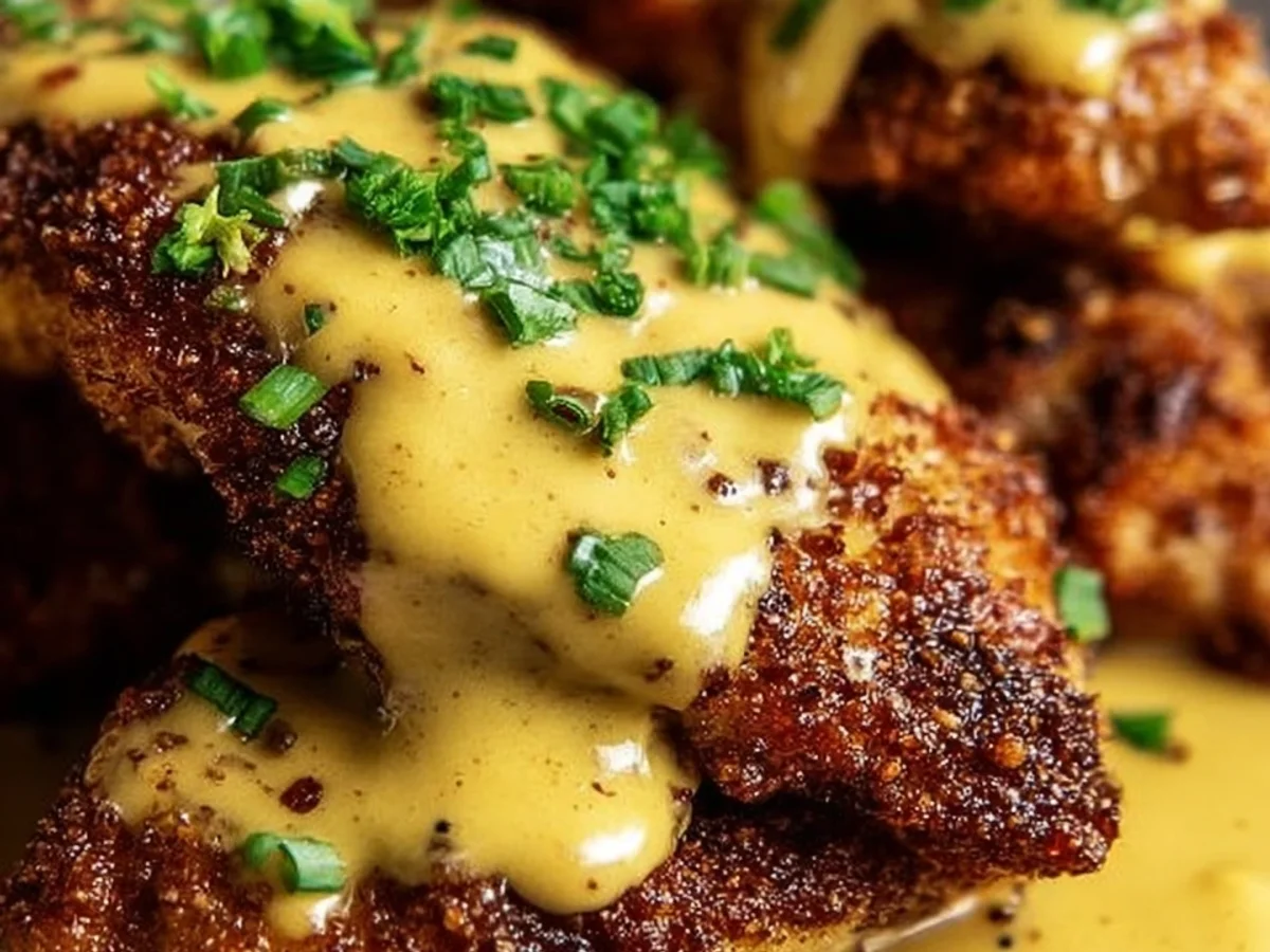 Pretzel Chicken with Tangy Mustard-Cheddar Sauce - Image 2