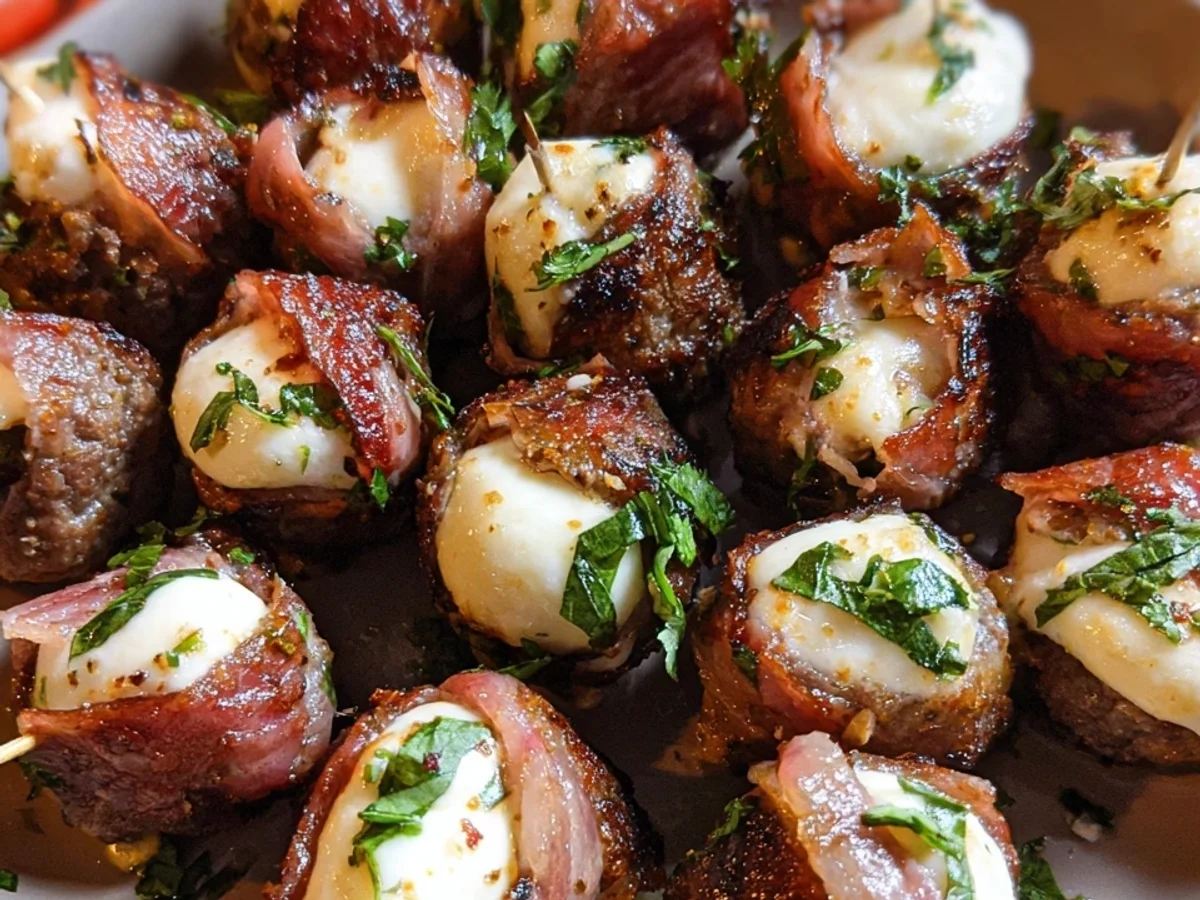 Quick Lamb Wrapped Mozzarella Bites: Savory Appetizer - Image 1