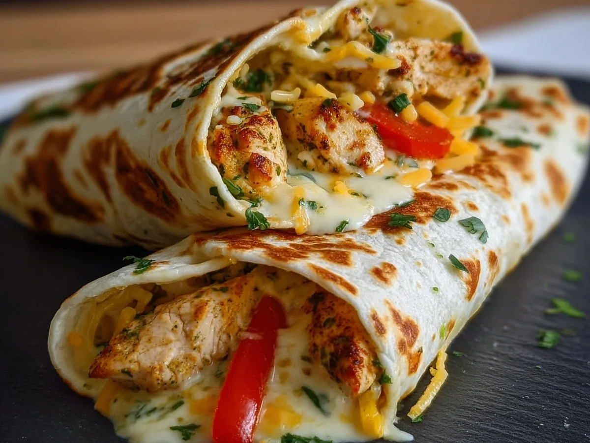 Quick Low Carb Cheesy Garlic Chicken Wraps - Image 1