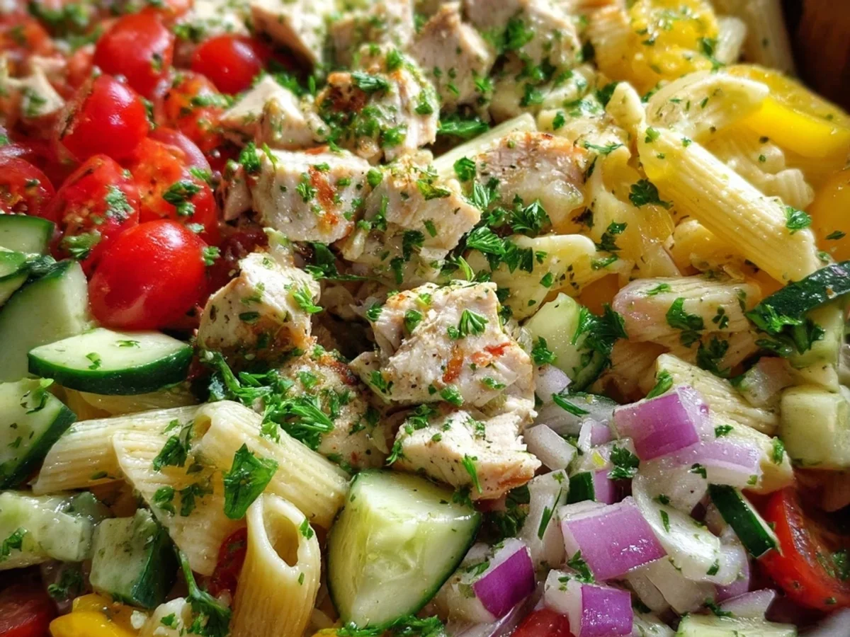 Refreshing Chicken Pasta Salad with Zesty Lemon Dressing - Image 1