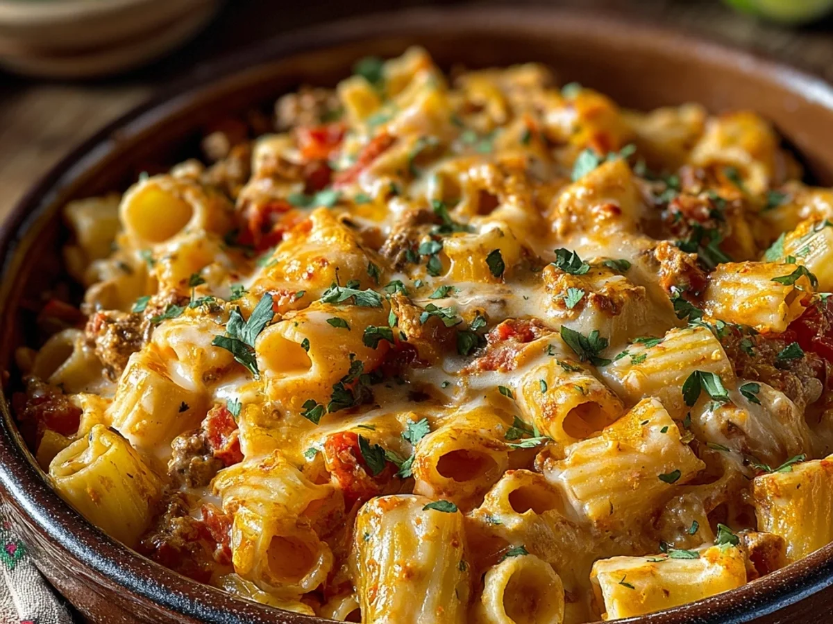 Rotel Pasta Fiesta: Creamy Cheesy Tex-Mex Delight - Image 1