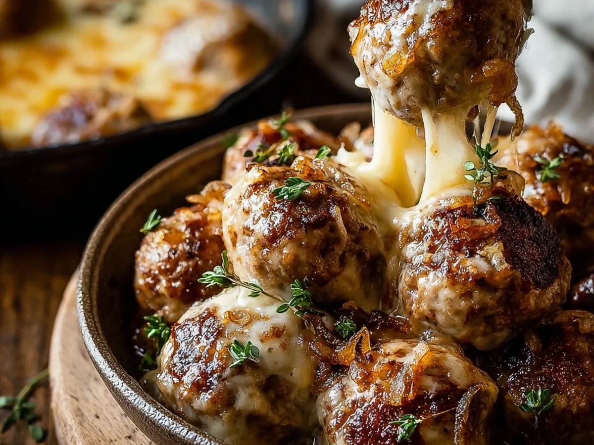 Savory French Onion Meatballs with Melty Cheese - Image 1