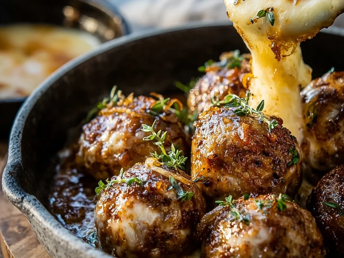 Savory French Onion Meatballs with Melty Cheese - Image 2