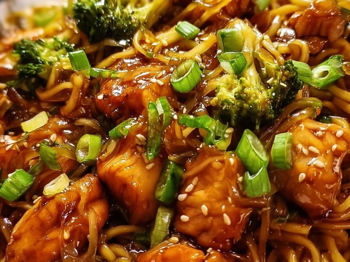 Sticky Garlic Chicken Noodles: Quick Asian Dinner - Image 1