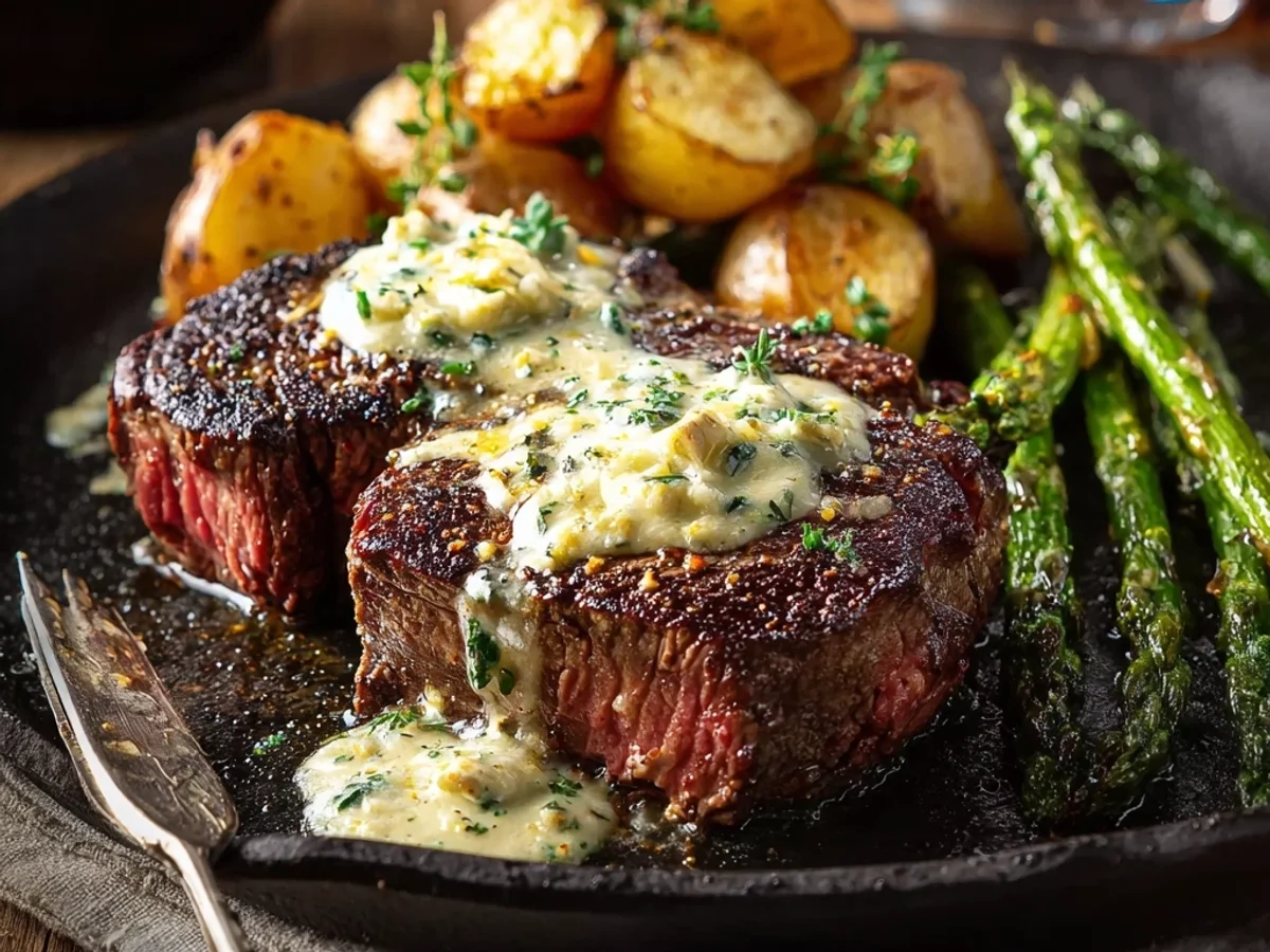 Tender Garlic Butter Steak with Creamy Parmesan Sauce - Image 1