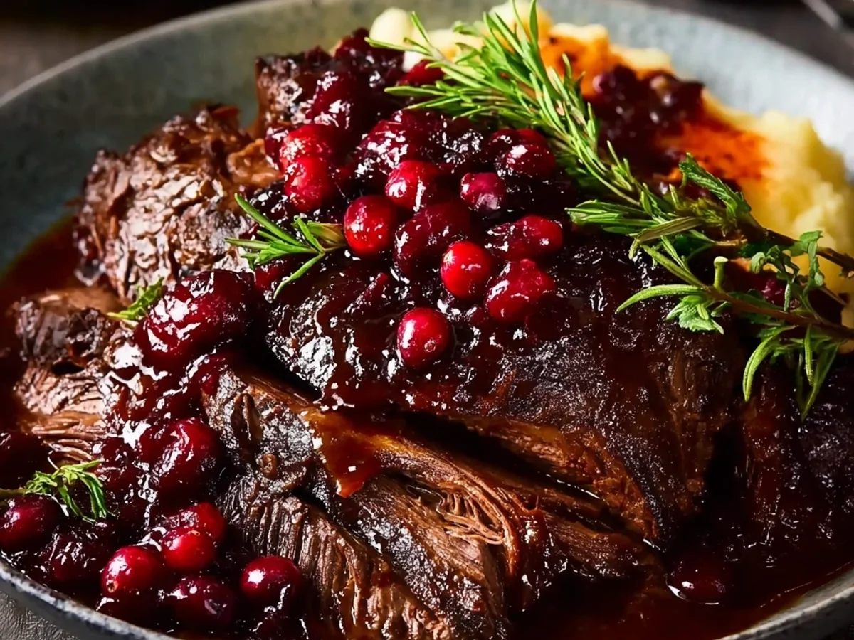 Tender Slow Braised Beef Roast with Cranberry Glaze - Image 1