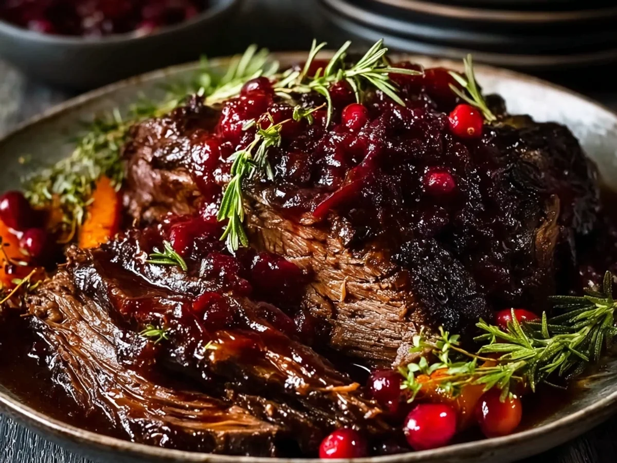 Tender Slow Braised Beef Roast with Cranberry Glaze - Image 2