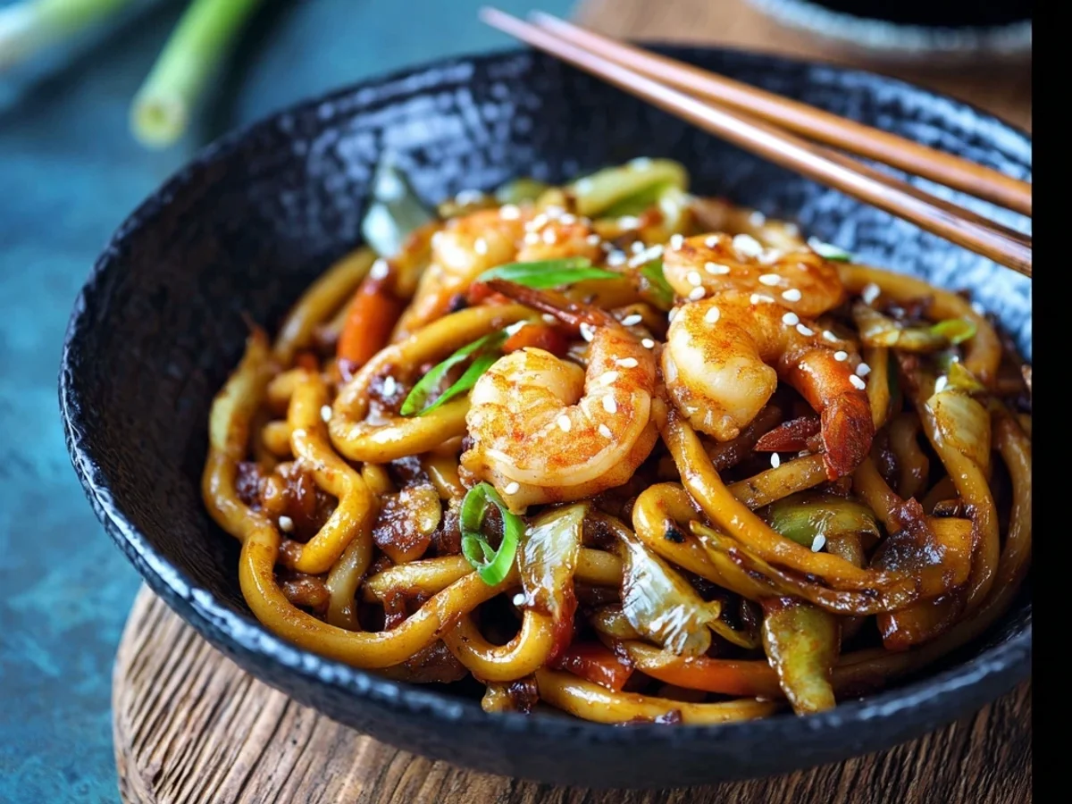 Yaki Udon with Shrimps: Quick & Flavorful Weeknight Dish - Image 1
