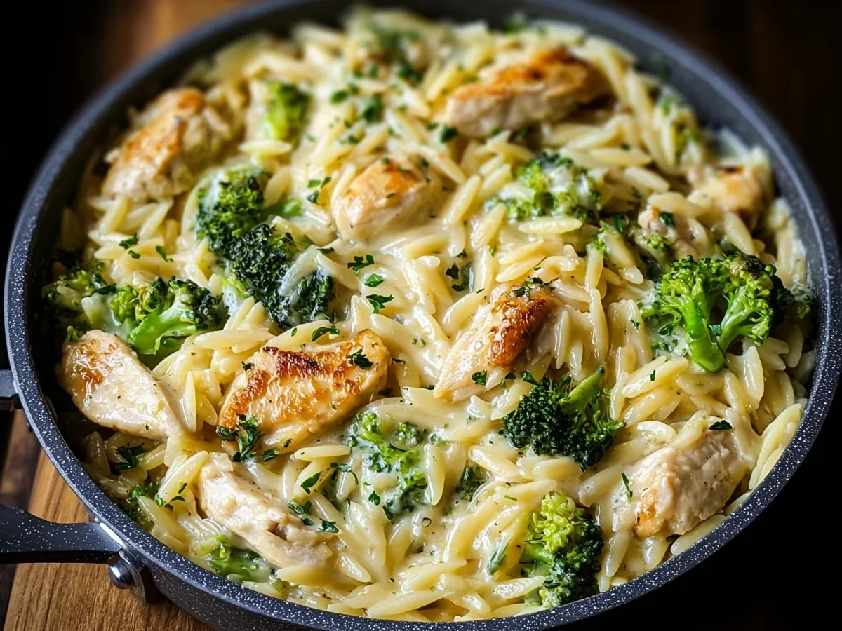 Cheesy Chicken Broccoli Orzo One-Pan Creamy Dinner - Featured Image