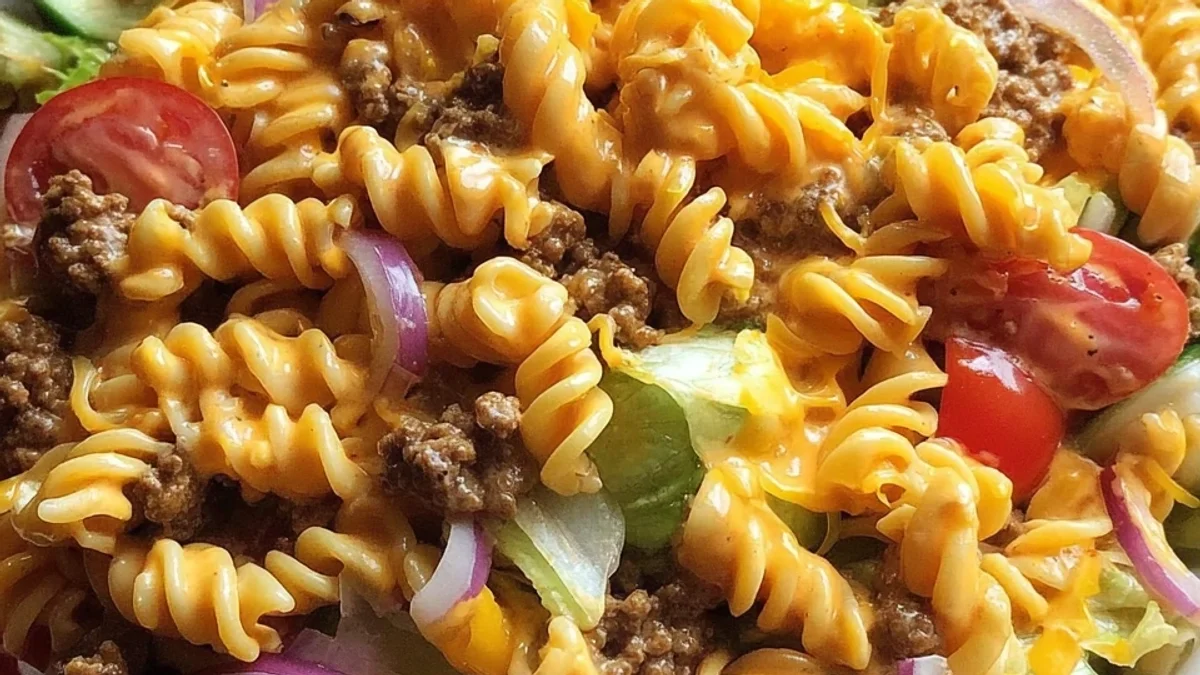 Classic Big Mac Pasta Salad: Ground Beef & Creamy