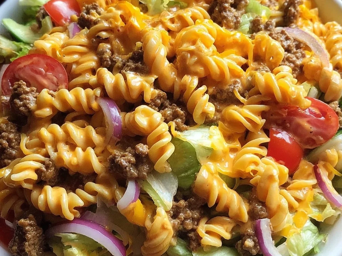 Classic Big Mac Pasta Salad: Ground Beef & Creamy - Featured Image
