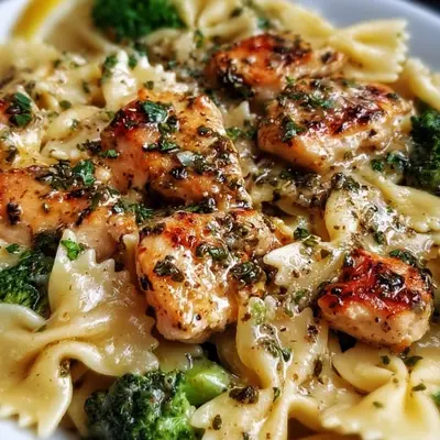 Cowboy Butter Lemon Chicken Bowtie Pasta with Broccoli