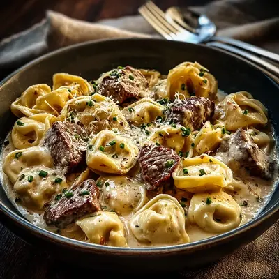Cracked Garlic Steak Tortellini: Rich Creamhouse Sauce