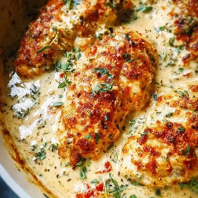 Creamy Baked Chicken Breasts with Garlic Herb Sauce